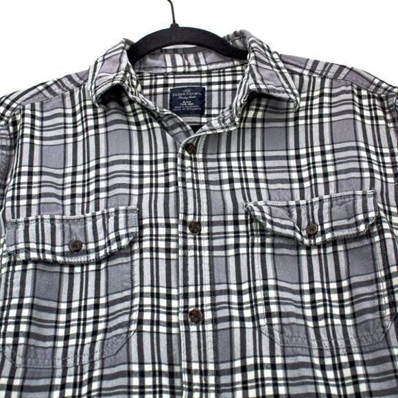 Faded Glory Men's Flannel Button-Up Size Small 34-36 Gray Black White Plaid - Picture 2 of 10